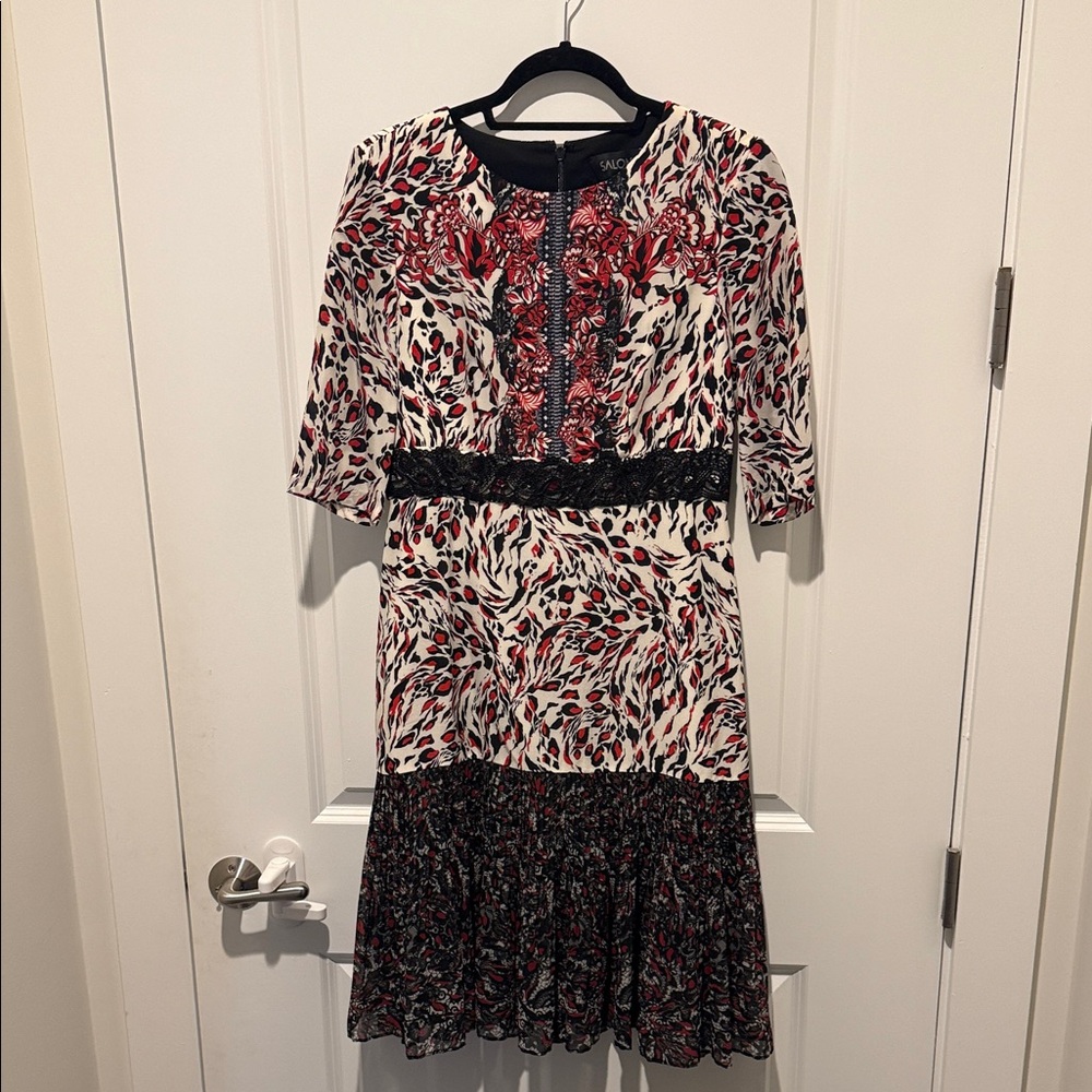 SALONI Red and Black Mid Sleeve Dress - Picture 3 of 6